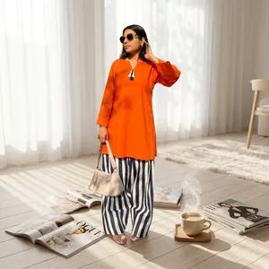 Orange <b>Kurta</b> with Contrast Farshi Salwar | Designer Indian Ethnic Wear | <b>Women</b>’s Traditional Salwar Suit Wholesale - Product Image 1