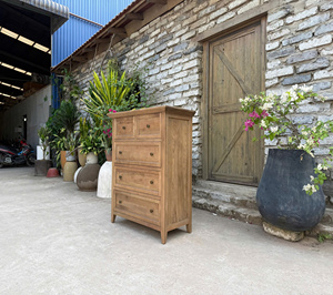 Juego de dormitorio estilo rústico francés, mesa de comedor de madera antigua, madera maciza de roble, nogal, aliso, acacia, pino y ratán de Vietnam. - Product Image 6