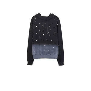 Ensemble de survêtement en polyester pour femme, 2 pièces, avec logo personnalisé en strass, comprenant un sweat à capuche oversize et un pantalon de jogging, imprimé diamant, vente en gros - Product Image 4