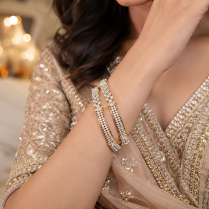 LISAJEWELLERS Elegant 22K <b>Solid</b> <b>Gold</b> CZ Certified Hallmarked <b>Bangle</b> Bracelet Set Kada Wedding Jewelry Women Link Bracelets - Product Image 1