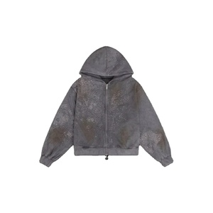 Les hommes de haute qualité en détresse portent différents styles de sweats à capuche confortables vêtements d'extérieur Offre Spéciale coton sweats à capuche en strass pour hommes - Product Image 2