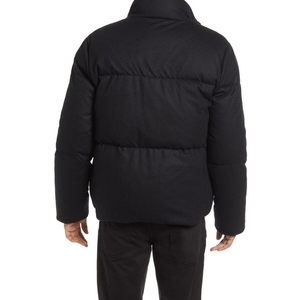 Veste matelassée noire pour homme, col montant, fermeture éclair, rembourrage épais en polyester, coupe-vent, manteau d'hiver décontracté, coupe régulière - Product Image 3