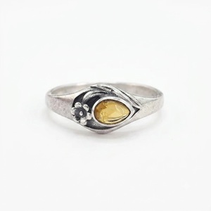Wholesale Natural Citrine <b>Ring</b> 925 Sterling <b>Silver</b> Teardrop Gemstone <b>Ring</b> Yellow Stone Flower Design Minimalist <b>Stacking</b> <b>Ring</b> - Product Image 1