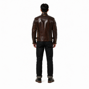 Men's Premium Horsehide Leather Cafe Racer <b>Jacket</b> 1.0mm Vintage Biker <b>Slim</b> <b>Fit</b> Moto Outerwear - Product Image 2