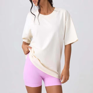 T-shirt ample à col rond et manches courtes pour femme, couleur unie, 100% coton, décontracté, mode estivale, t-shirts pour femmes - Product Image 4