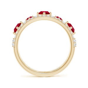 Bague de fiançailles classique en or massif 14 carats, style Art Déco, avec rubis et diamants gradués, inspirée de l'Art Déco, OEM - Product Image 2