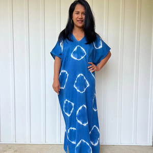 Double Gauze Cotton <b>Kaftan</b> Dress Unique Dyed Boho <b>Kaftan</b> Relaxed Fit Summer Dress Beach Cover Up Vacation Wear - Product Image 1