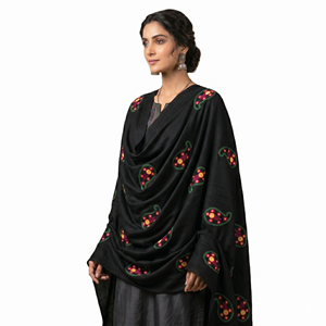 Chal de Pashmina Negro para Mujer al por Mayor, con Bordado Paisley, Bufanda Larga para Uso Diario en Todas las Estaciones, Proveedor OEM - Product Image 2