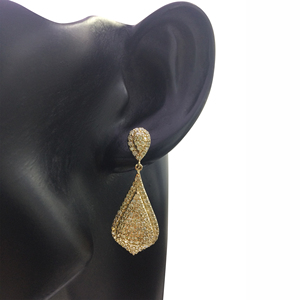 Round Cut Natural <b>Diamond</b> Drop <b>Dangle</b> <b>Earrings</b> Ladies 2.22 Cttw 925 Sterling Silver Yellow Plated Prong Set Trendy Wholesale - Product Image 3