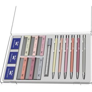 Set da 6 Matite Meccaniche Estetiche in Tonalità Pastello Stile Boho, 0.5mm e 0.7mm, con Gomme e Ricariche di Mine - Product Image 1