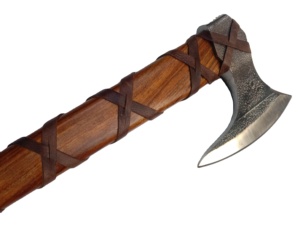 Handmade <b>Axe</b> Carbon Steel Blade Wood <b>Handle</b> With Leather Sheath Outdoor Knife - Product Image 4
