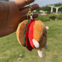 Porte-clés en peluche 3D en forme de sandwich, hamburger, gâteau, lapin de poche, dessin animé, simulation de dessert, alimentaire, rembourré en coton