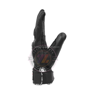 Gants de moto en cuir de vachette de qualité supérieure, à doigts complets, respirants, rembourrés, noirs, classiques, pour la conduite sur route et en tourisme - Product Image 3