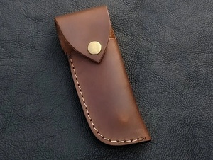 Handmade Damascus Steel <b>Drop</b> Point Straight Folding Pocket Knife Black Wood Handle Leather Belt Sheath Custom Outdoor Utility - Product Image 4
