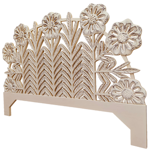 Tête de lit sculptée à la main en bois, motif floral, taille King Size, décoration murale, mobilier de chambre en bois d'ingénierie, décoration artistique intelligente - Product Image 4
