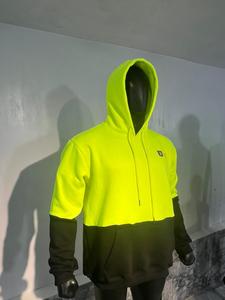 Sweat-shirt de sécurité à capuche haute visibilité ANSI Classe 3, manches contrastées, logo personnalisé, tissu tricoté 100% polyester pour - Product Image 2