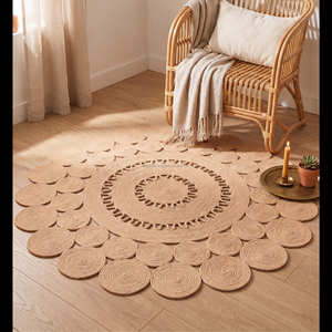 Alfombra Redonda de Cuerda de Algodón de Diseño con Pétalos Florales para Cuarto de Niños y Decoración Bohemia del Hogar - Product Image 3