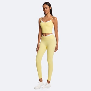 Quarter-zip Halter Neck Crop <b>Top</b> High Waist Full-Length <b>Leggings</b> 5-Piece Yoga Set Quick Dry Print Seamless Polyester/Nylon - Product Image 1