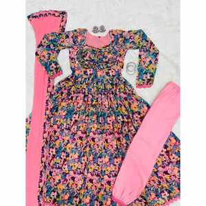 VESTIDO DE FIESTA ESTAMPADO DIGITAL GEORGETTE CON ESPEJO BATA DE TRABAJO FONDO CON DUPATTA ROSA - Product Image 1