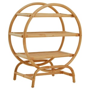 Round Rattan <b>Shelf</b> Natural Bamboo <b>Storage</b> Rack Woven Display Holder for Living Room <b>Kitchen</b> - Product Image 1