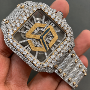 Reloj de Pulsera de Cuarzo de Lujo con Diamantes de Imitación Moissanite, Estilo Hip Hop, para Hombre, Poligonal, Analógico - Product Image 5