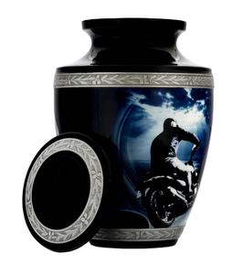 โกศใส่ศพรถจักรยานยนต์สีเงินสำหรับขี้เถ้ามนุษย์โกศโลหะขัดเงาสำหรับผู้ใหญ่สำหรับใส่เถ้ากระดูกมนุษย์ - Product Image 1