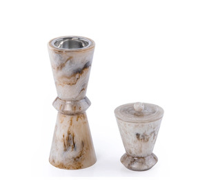 Swirled Resin bakhoor burner Set Metal insert <b>Oud</b> holder Fragrance aromatherapy <b>diffuser</b> All season Mubakhar burner Set - Product Image 1