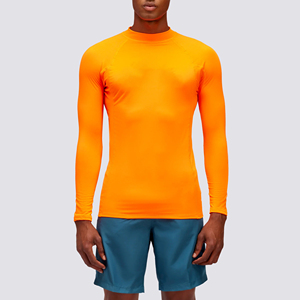 Polyester Spandex Suits OEM Short Sleeve Men Customized Rash Guard Men Wholesale Short Sleeve Rash Guard For Men In Orange Color - Product Image 4