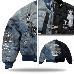 Veste en jean pour homme, délavée et usée, style streetwear décontracté - Product Image 2