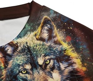Camiseta de Manga Corta para Hombre con Estampado de Lobo, Cuello Redondo, Corte Holgado, Estilo Urbano, Ecológica, Impresión HD, Tejido Transpirable - Product Image 2