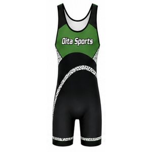 Men Green Black Sublimated Wrestling Singlet Polyester Lightweight <b>Athletic</b> Wrestling Uniform Sportswear Training Performance - Product Image 2