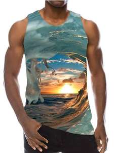 Custom Sublimation Designs Breathable Eco-Friendly <b>Mens</b> Tank Tops <b>Singlet</b> Polyester Fiber Quick Drying Professional Design - Product Image 2