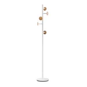 Latest design white PVD coated metal coat <b>stand</b> with round base minimalist entryway customized options - Product Image 1