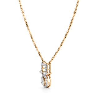 Women's 18K <b>Solid</b> <b>Gold</b> Diamond Number <b>Pendant</b> Necklace Round Brilliant Cut Box Chain Luxury Everyday Wear - Product Image 2