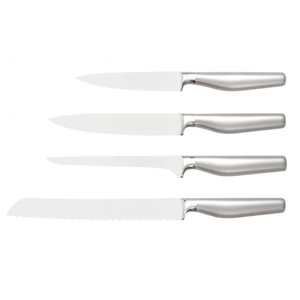 Ensemble de 6 couteaux de cuisine en acier inoxydable avec support de rangement en bois, panneau frontal transparent et manches métalliques confortables - Product Image 5