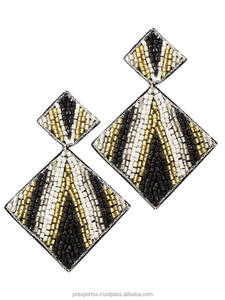 Pendientes de Aro Geométricos con Cuentas, Coloridos, de Cristal, Hechos a Mano, Estilo Bohemio, para Fiesta, Lindos, Unisex, al por Mayor - Product Image 4