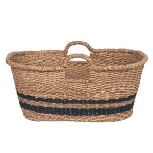 Oval seagrass <b>basket</b> with integrated handle Handmade <b>Storage</b> <b>Basket</b> Wholesale eco-friendly Made in Vietnam - Product Image 3