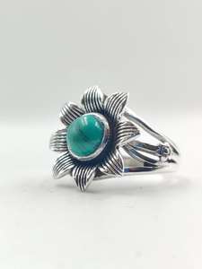 Bague Fleur de Marguerite Turquoise Certifiée IGI Faite à la Main en Argent Sterling 925 Style Bohème Art Déco Cadeau de Festival pour Femme - Product Image 6
