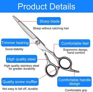 Tijeras Profesionales para Cortar Cabello de 5.5 Pulgadas, Tijeras de Peluquería Pequeñas, Herramientas para Corte de Cabello, Borde Afilado con Ajuste - Product Image 2