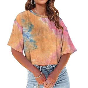 Haut court décontracté à manches courtes pour femme, couleur unie, style streetwear tendance - Product Image 1