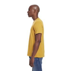 T-shirt unisexe personnalisé jaune uni à col rond et manches courtes 100 % coton, coupe ample, tricot jersey décontracté, logo imprimé sérigraphié sur le devant - Product Image 3