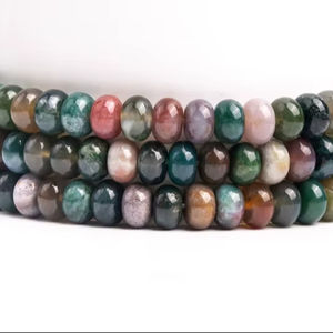 Cuentas sueltas de ágata india multicolor natural de grado rondelle para la fabricación de joyas, pulseras, collares y bricolaje. - Product Image 1
