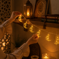 Guirlande lumineuse créative en forme de mosquée et de croissant de lune 3D |   Décorations pour la fête islamique de l'Eid |   Lueur douce et chaleureuse pour la chambre à coucher, le salon, le balcon