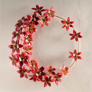 Guirnalda de pared de hojas de metal de cobre hecha a mano, escultura floral moderna de hierro, arte decorativo colgante para el hogar, sala de estar, hotel, suministros para bodas - Product Image 6