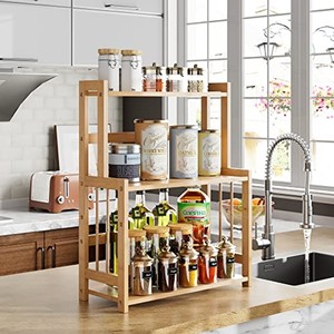 Bamboo Spice Rack Organizer <b>Table</b> - Eco-Friendly Kitchen Storage Wholesale - Product Image 3
