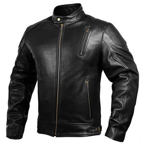 Veste de moto slim en cuir véritable pour homme, style décontracté chic, coupe-vent et respirante, avec logo frontal – Nouvelle collection printemps – Offre spéciale - Product Image 1