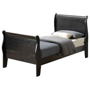 Elegante Letto Singolo in Legno Nero per Camere da Letto Senza Tempo - Product Image 1