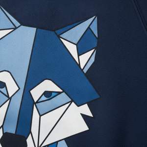 Sudadera con Capucha Oversize para Hombre, Estampado Geométrico de Lobo, Azul Marino Sólido, Estilo Urbano, Tejido Grueso, Corte Holgado, 100% Algodón - Product Image 5