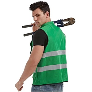 PLAYER'S POINT High Visibility Safety <b>Vest</b> CE/EU Certified Polyester Unisex Windproof Water Resistant Reflective Stripes Zipper - Product Image 2