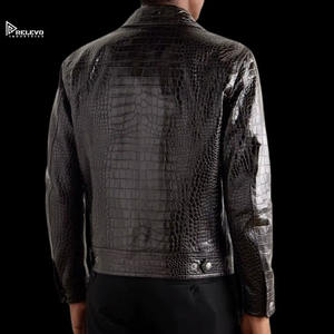 Chaqueta de Cuero con Estampado de Cocodrilo para Hombre, Chaqueta de Invierno Casual de Cuero PU, Ajustada, Duradera, Chaqueta de Moda Urbana - Product Image 4